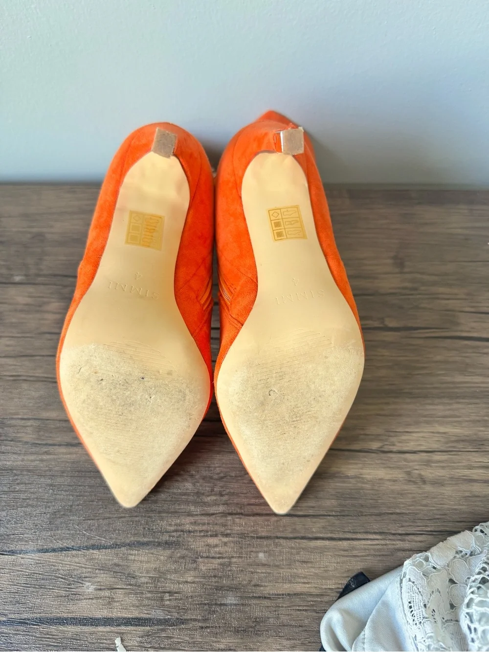 Simmi London Shoes Women's Orange Suede Pointed-Toe Stiletto Ankle Boots Fall